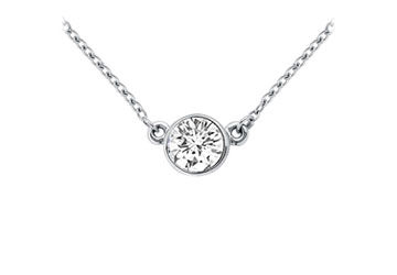 14K White Gold  Bezel Set Round Diamond Solitaire Pendant - 0.33 CT. TW.