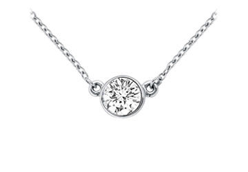 14K White Gold  Bezel Set Round Diamond Solitaire Pendant - 0.50 CT. TW.