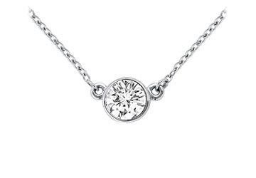 14K White Gold  Bezel Set Round Diamond Solitaire Pendant - 0.75 CT. TW.