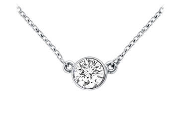 14K White Gold  Bezel Set Round Diamond Solitaire Pendant - 1.00 CT. TDW