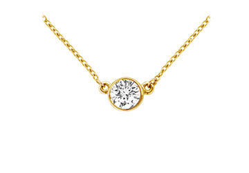 14K Yellow Gold  Bezel Set Round Diamond Solitaire Pendant - 0.15 CT. TW.