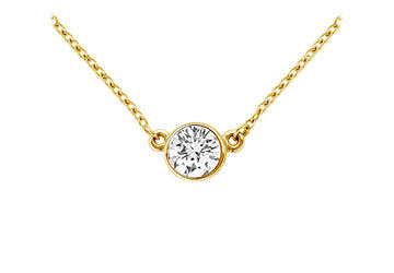 14K Yellow Gold  Bezel Set Round Diamond Solitaire Pendant - 0.25 CT. TW.