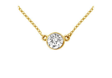 14K Yellow Gold  Bezel Set Round Diamond Solitaire Pendant - 0.33 CT. TW.