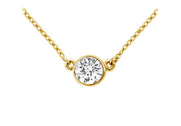 14K Yellow Gold  Bezel Set Round Diamond Solitaire Pendant - 0.50 CT. TW.