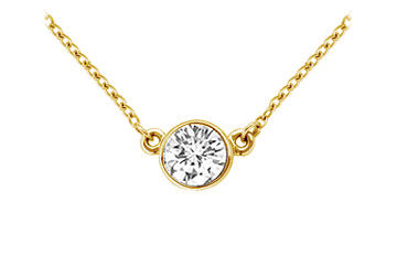 14K Yellow Gold  Bezel Set Round Diamond Solitaire Pendant - 0.75 CT. TW.