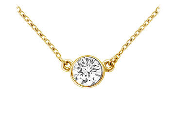 14K Yellow Gold  Bezel Set Round Diamond Solitaire Pendant - 1.00 CT. TDW