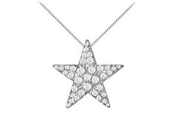 Diamond Star Pendant  14K White Gold - 0.85 CT Diamonds