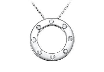 Diamond Circle Pendant : 14K White Gold - 0.25 CT Diamonds