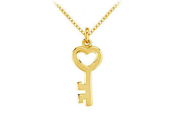 14K Yellow Gold Petite Key Charm Pendant