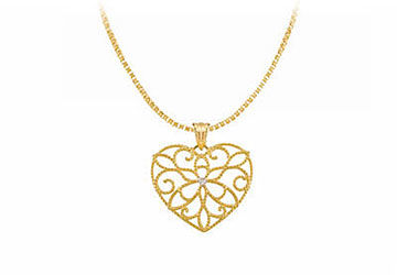 Diamond Heart Pendant  14K Yellow Gold - 0.005 CT Diamond
