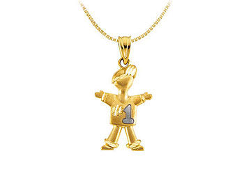 14K Two Tone ( White  Yellow ) Gold 1 Boy Pendant