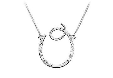 Diamond Letter O Script Initial Pendant  14K White Gold - 0.10 CT Diamonds