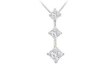Princess Diamond Pendant  14K White Gold - 0.25 CT Diamonds