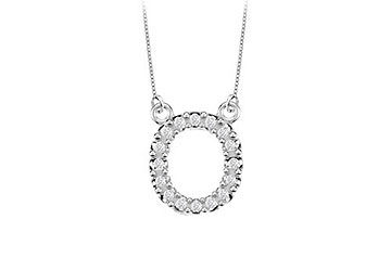 Petite Baby Charm Diamond O Initial Pendant  14K White Gold - 0.20 CT Diamonds