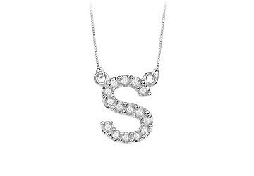 Petite Baby Charm Diamond S Initial Pendant  14K White Gold - 0.20 CT Diamonds