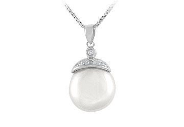 Cultured Pearl Pendant : 14K White Gold