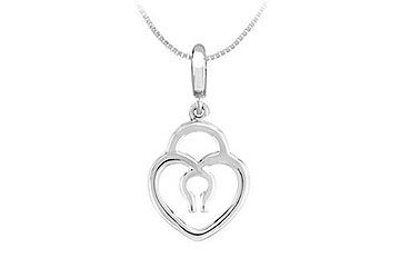 14K White Gold Petite Heart Lock Charm Pendant