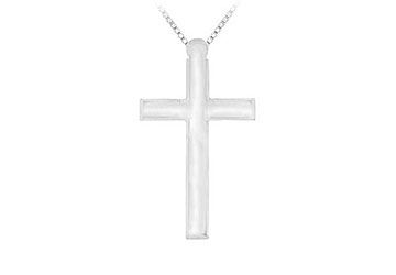 14K White Gold Cross Stamping Pendant