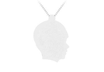 14K White Gold Boy Head Stamping Pendant