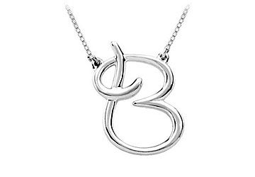 14K White Gold Letter A Script Pendant