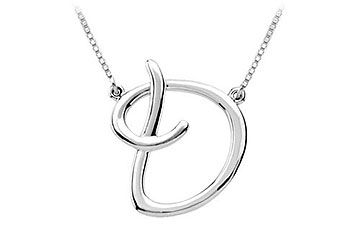 14K White Gold Letter D Script Pendant