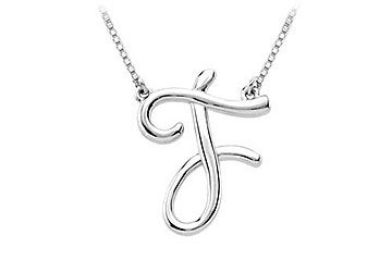 14K White Gold Letter F Script Pendant