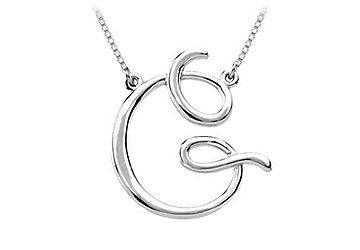 14K White Gold Letter G Script Pendant