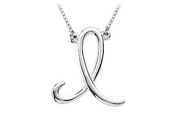 14K White Gold Letter I Script Pendant