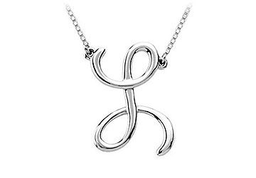 14K White Gold Letter L Script Pendant