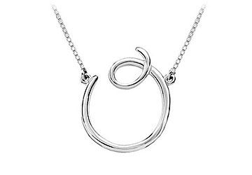 14K White Gold Letter O Script Pendant