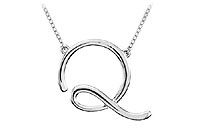14K White Gold Letter Q Script Pendant