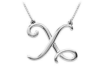 14K White Gold Letter X Script Pendant