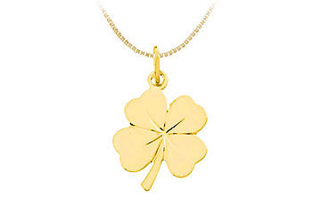 14K Yellow Gold 4 Leaf Clover Charm Pendant