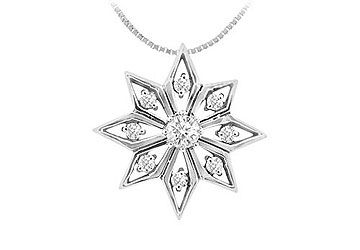 Diamond Flower Pendant  14K White Gold - 0.15 CT Diamonds