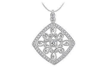 Diamond Floral Pendant  14K White Gold - 1.00 CT Diamonds