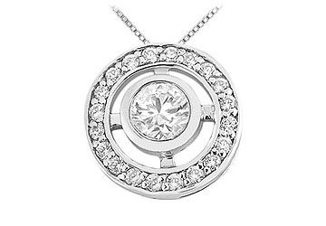 Diamond Circle Pendant  14K White Gold - 0.50 CT Diamonds