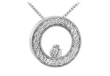 Diamond Circle Pendant  14K White Gold - 1.00 CT Diamonds