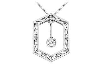 Diamond Frame Design Pendant  14K White Gold - 0.15 CT Diamonds