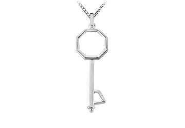 14K White Gold Key Pendant