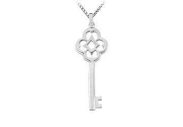 14K White Gold Key Pendant