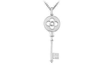 14K White Gold Key Pendant