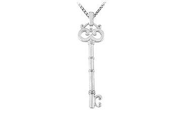 14K White Gold Key Pendant