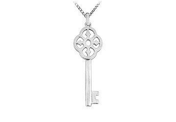 14K White Gold Key Pendant