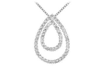 Pear Shape Diamond Pendant  14K White Gold - 1.75 CT Diamonds