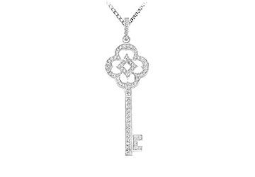 Diamond Key Pendant  14K White Gold - 0.50 CT Diamonds