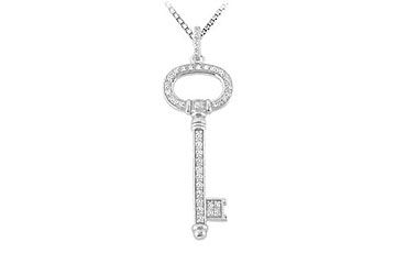 Diamond Key Pendant  14K White Gold - 0.50 CT Diamonds