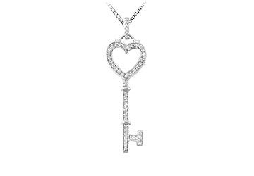 Diamond Key Pendant  14K White Gold - 0.33 CT Diamonds