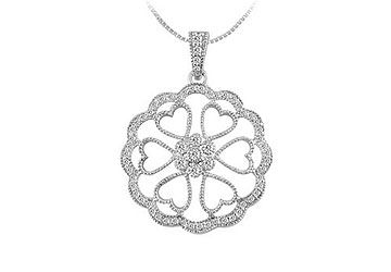 Diamond Flower Pendant  14K White Gold - 0.50 CT Diamonds