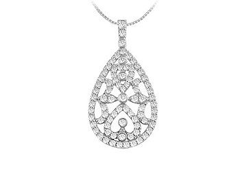Drop Diamond Pendant  14K White Gold - 0.50 CT Diamonds