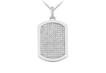 Diamond Dog-tag Pendant  14K White Gold - 4.00 CT Diamonds
